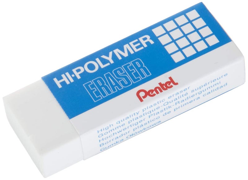 Pentel ZEH10 Hi-Polymer Eraser, Non-Abrasive, White, 1 Each - Image 1